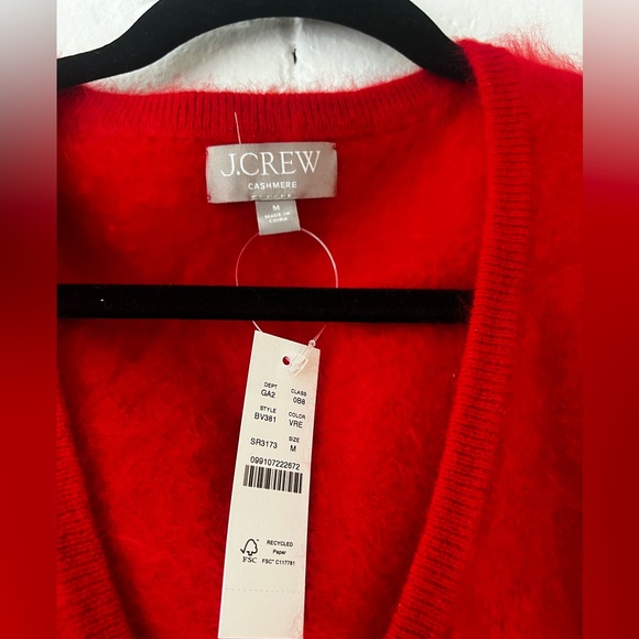 J. Crew Cashmere Red V-Neck Sweater - Picture 2 of 3